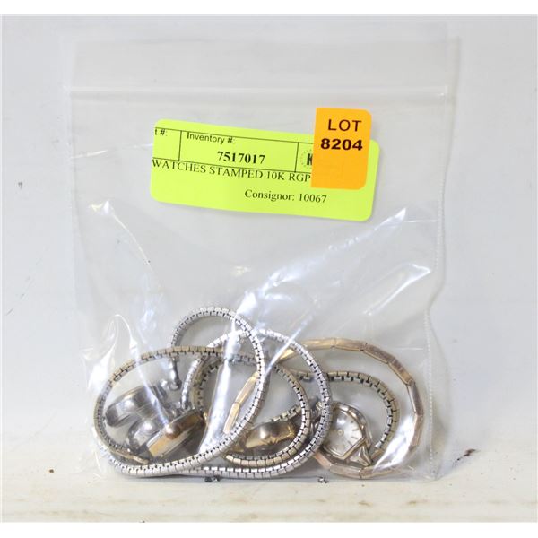 5 WATCHES STAMPED 10K RGP