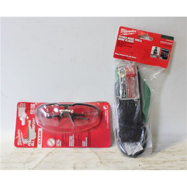 NEW MILWAUKEE GLASSES & 50LB STRAP