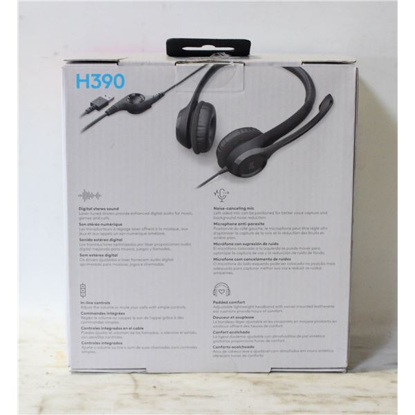 NEW WITH BOX LOGITECH H390 WIRED HEADSET BLACK