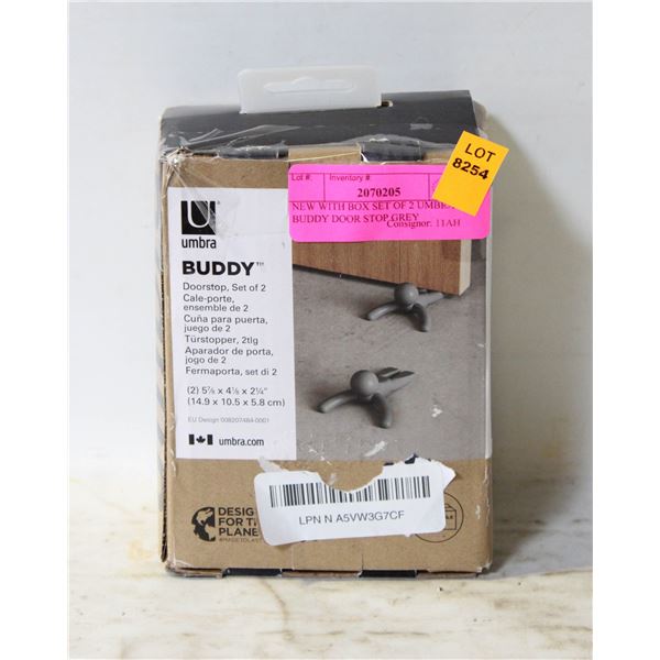 NEW WITH BOX SET OF 2 UMBRA BUDDY DOOR STOP GREY