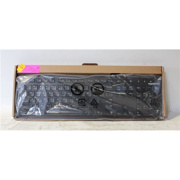 NEW W BOX AMAZON BASICS MATTE BLACK WIRED KEYBOARD