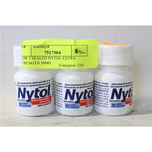 NEW 3 SEALED NYTOL EXTRA STRENGTH 50MG