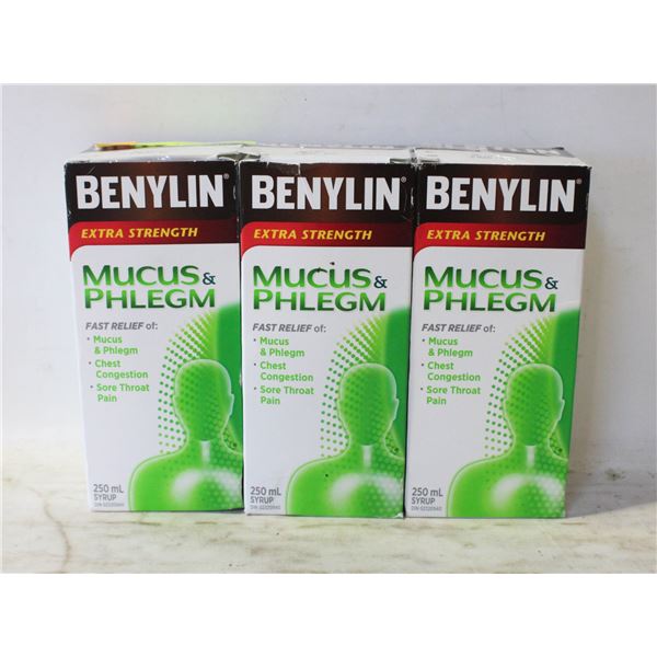 NEW 3 SEALED BOTTLES BENYLINE COLD SYRUP