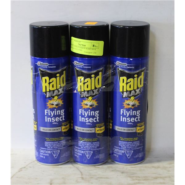 NEW 3 CANS JOHNSON RAID MAX 500G EACH FLYING