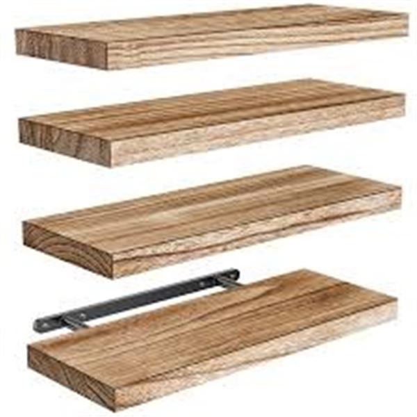 NEW WITH BOX 4 AMADA FLOATING WOODEN SHELVES