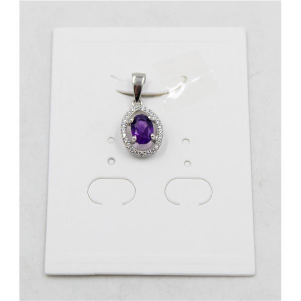 #02-NATURAL PURPLE AMETHYST & CZ PENDANT