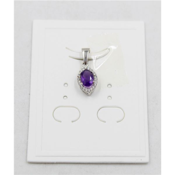 #20-NATURAL PURPLE AMETHYST & CZ PENDANT