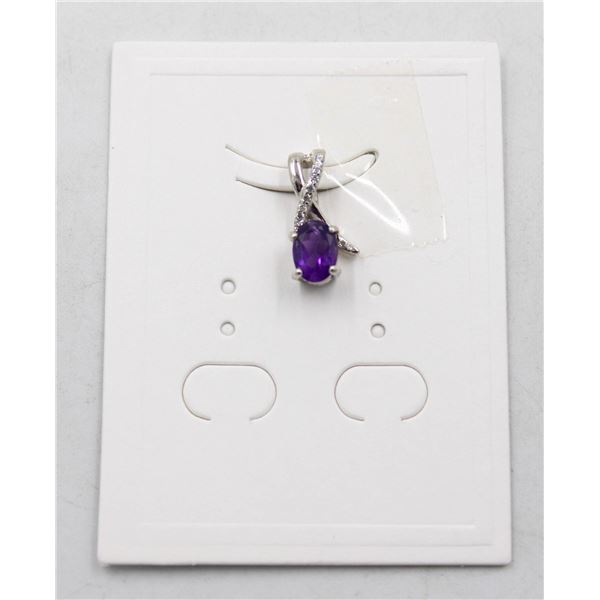 #11-NATURAL PURPLE AMETHYST & CZ PENDANT