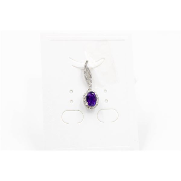 #229-NATURAL PURPLE AMETHYST & CZ PENDANT