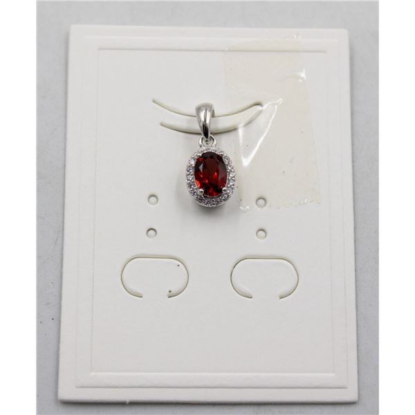 #28-NATURAL RHODOLITE GARNET & CZ PENDANT