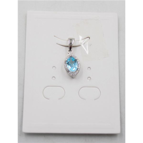 #70-NATURAL BLUE TOPAZ & CZ PENDANT