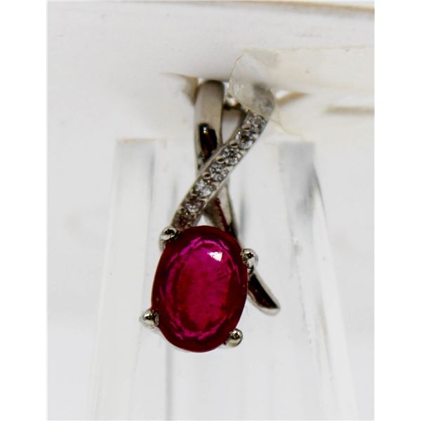 #173-NATURAL RUBY & CZ PENDANT