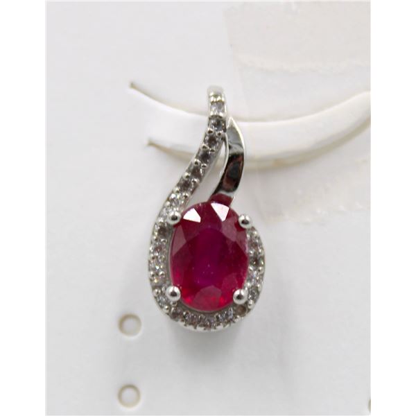 #175-NATURAL RUBY & CZ PENDANT