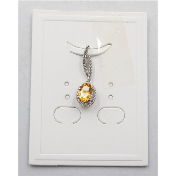 #61-NATURAL YELLOW CITRINE & CZ PENDANT