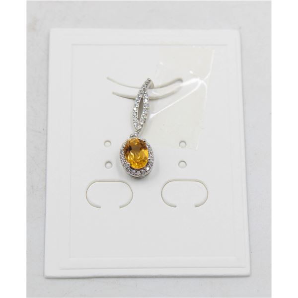 #62-NATURAL YELLOW CITRINE & CZ PENDANT