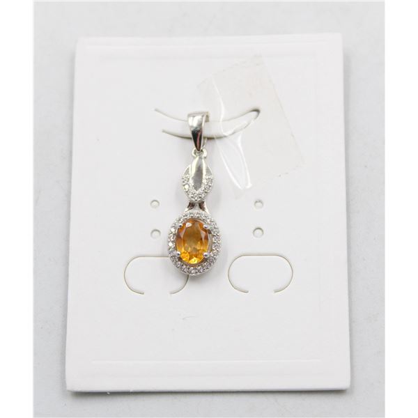 #57-NATURAL YELLOW CITRINE & CZ PENDANT