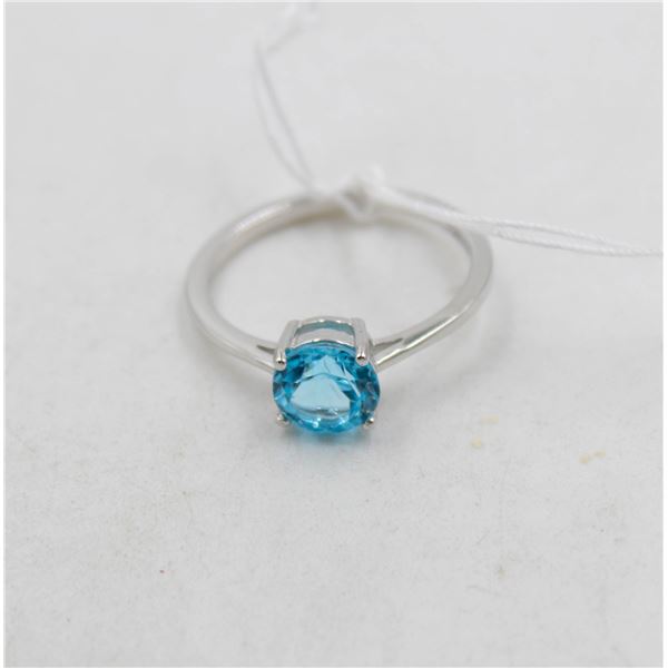 #156-NATURAL SKY BLUE TOPAZ RING SIZE 7.75