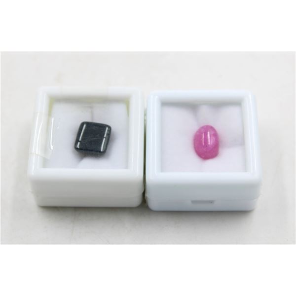 #194-NATURAL BLACK ONYX 5.80CT & RUBY 4.30CT