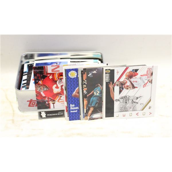BOX OF UNCOUNTED UNSORTED NHL / NBA CARDS