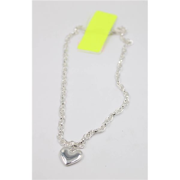 SOLID HEART-SHAPED PENDANT SILVER PLATED  PLATINUM