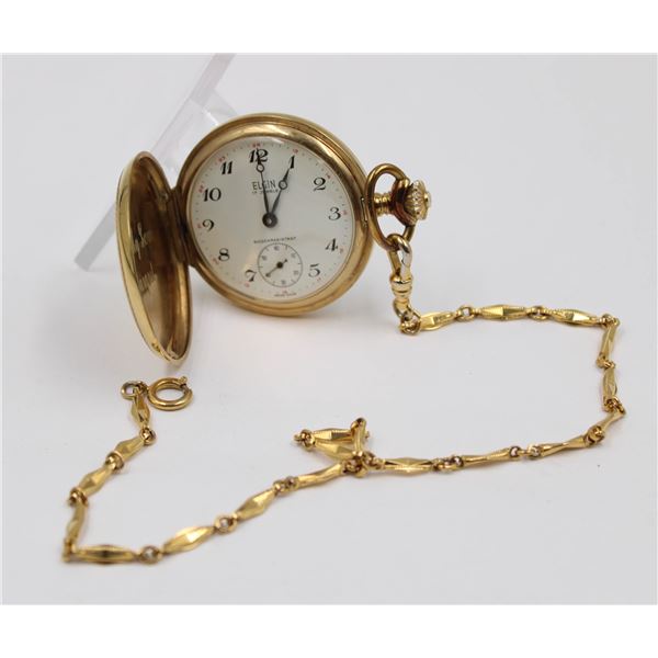 ELGIN POCKET WATCH& CHAIN UN TESTED