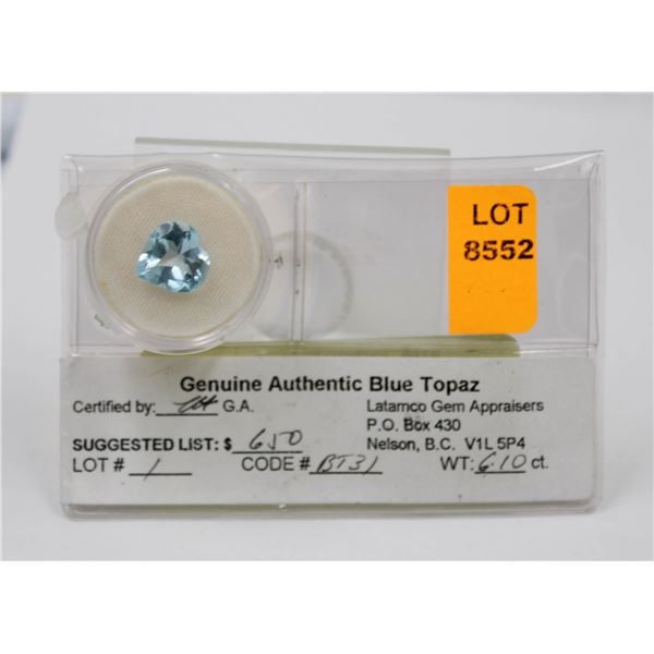 GENUINE AUTHNTIC BLUE TOPAZ WITH COA - SUGGESTED