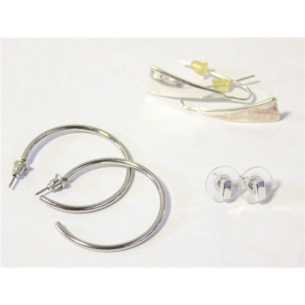 3 PAIRS OF SILVER EARRINGS