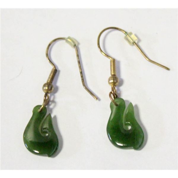 PAIR OF JADE TEARDROP EARRINGS