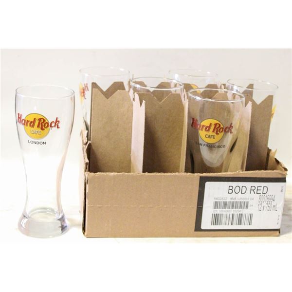 (6) HARD ROCK CAFE BEER GLASSES