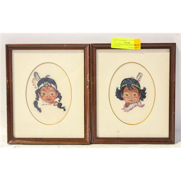 NEEDLEPOINT INDIAN BOY & GIRL PICTURES