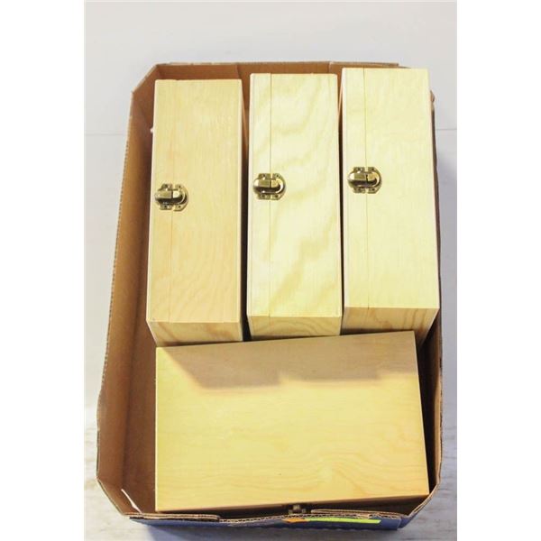 4 EMPTY WOODEN BOXES 3.25" X 6" X 9.25"
