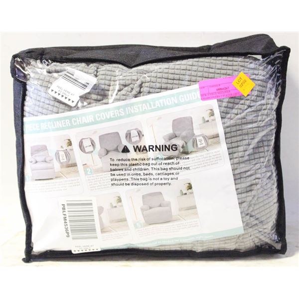 NEW 4 PIECE RECLINER CHAIRCOVERS 2 SEATER GREY