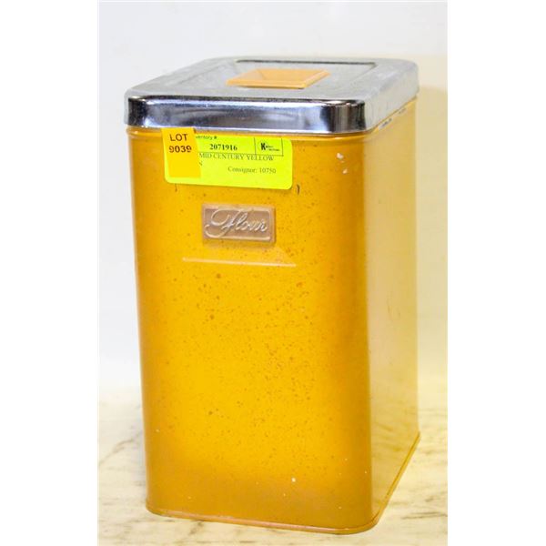 VINTAGE MID CENTURY YELLOW FLOUR TIN