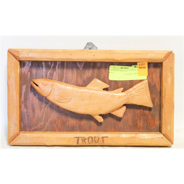WOODEN FRAMED RECTANGULAR TROUT