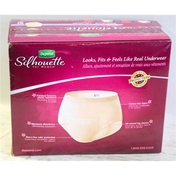DEPEND SILHOUETTE L/XL (FOR WOMEN) BRIEFS