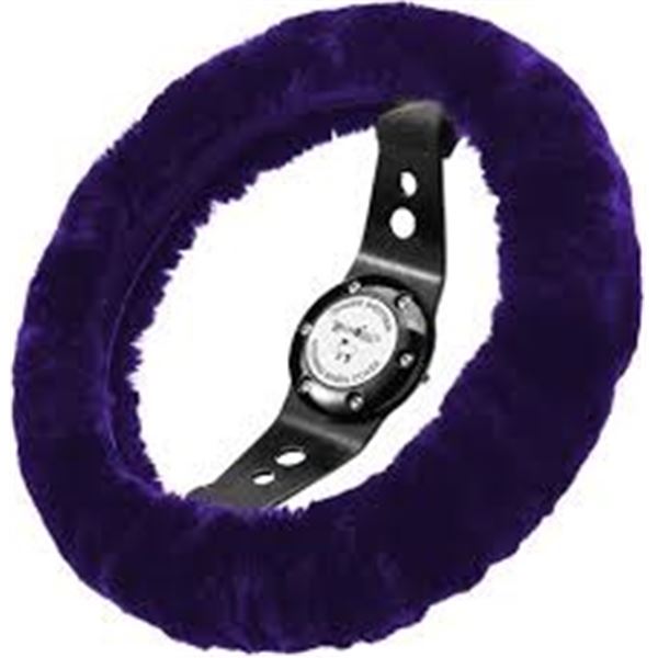 NEW ANDALUS BRANDS DARK PURPLE FLUFFY STEERING COV