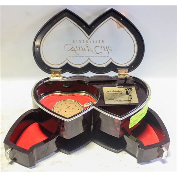 DUAL HART JEWLERY BOX WITH MUSIC BOX