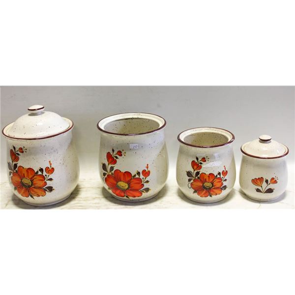 VINTAGE CANISTERS ORANGE FLOWERS