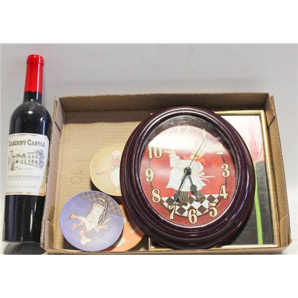 WINE BOTTLEOPENER CHIEF CLOCK & 3 PLATES