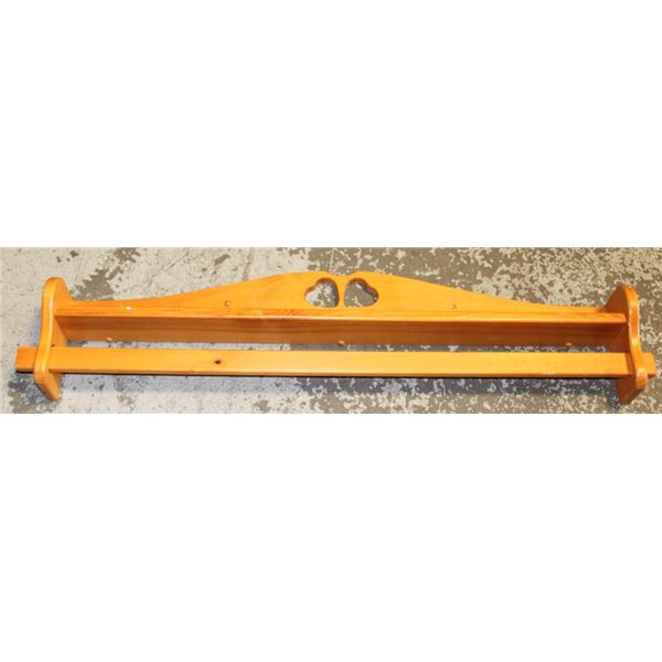 WOOD CARVED SHELF AND TOWEL OR