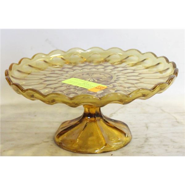 VINTAGE ANCHOR HOCKING FAIRFIELD AMBER PEDISTAL