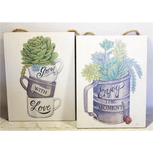 2 HANGING SUCCULENT PLANT PICTURES WHITE