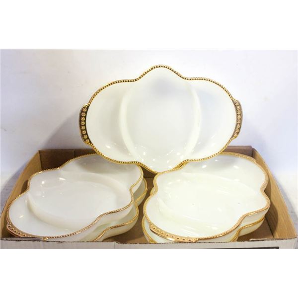 5 VINTAGE MILK GLASS DINNER PLATES
