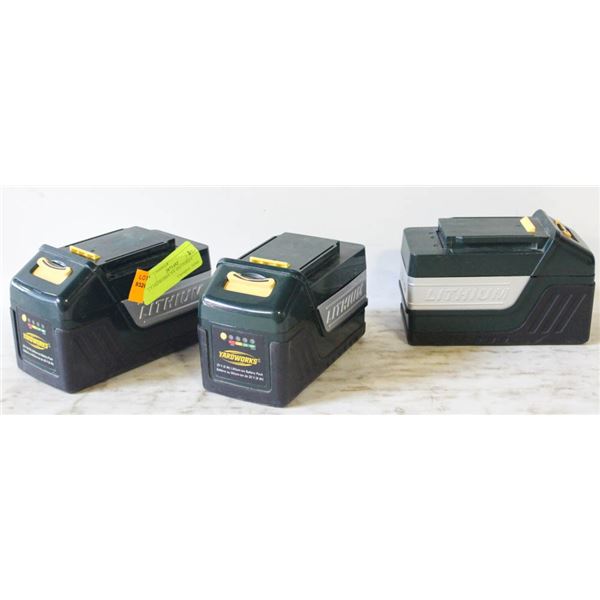 3 YARDWORKS 20V BATTERIES