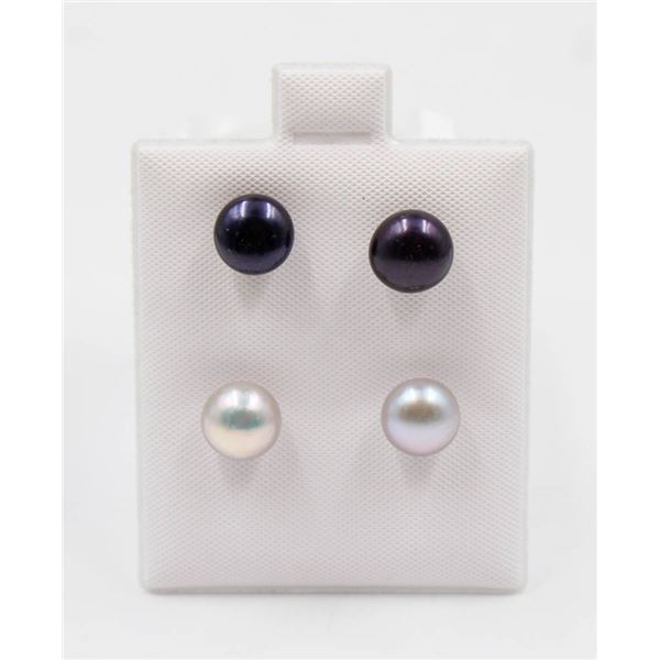 #76-NATURAL AKOYA PEARL EARRINGS /2 PAIR