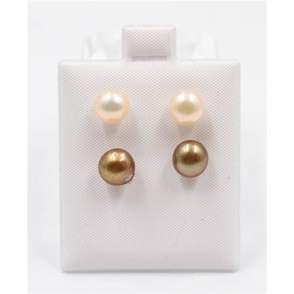 #79-NATURAL AKOYA PEARL EARRINGS /2 PAIR
