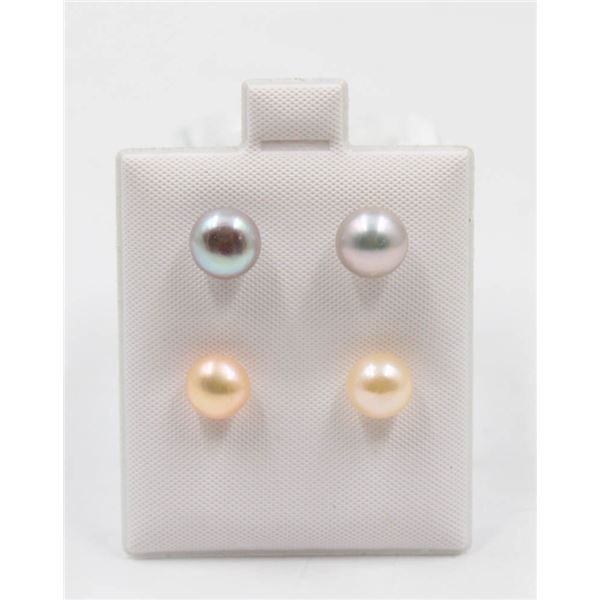 #75-NATURAL AKOYA PEARL EARRINGS /2 PAIR