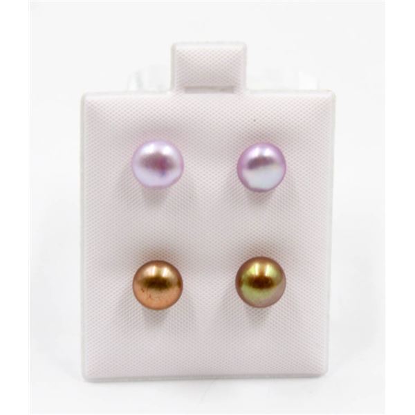 #67-NATURAL AKOYA PEARL EARRINGS /2 PAIR