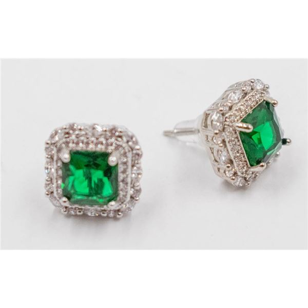 NEW, CUBIC ZIRCONIA GREEN GEM FASHION EARRINGS