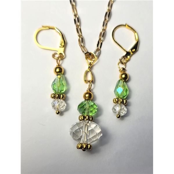 16)  GOLD TONE WITH CLEAR & MINT GREEN